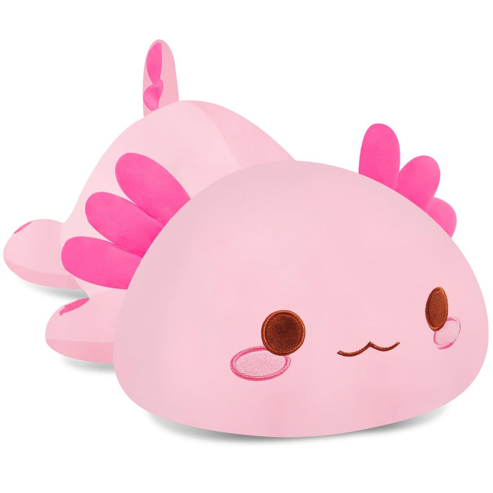SNOWOLF pink axolotl plush face, ideal for cozy playtime and cuddling.