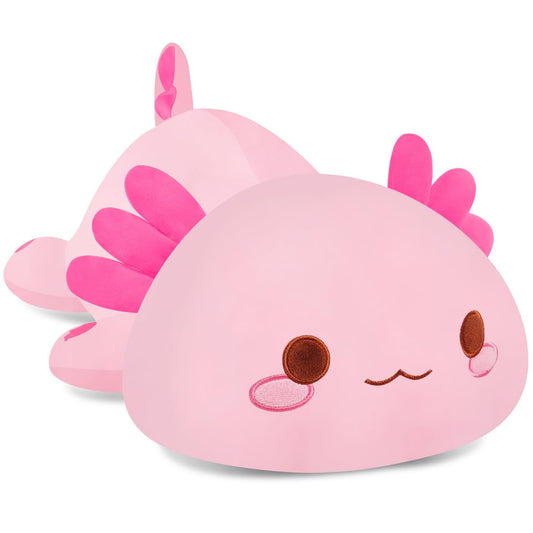 SNOWOLF pink axolotl plush face, ideal for cozy playtime and cuddling.