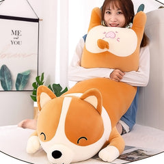 SNOWOLF Shiba Inu plush side view highlights generous, hug-ready size.