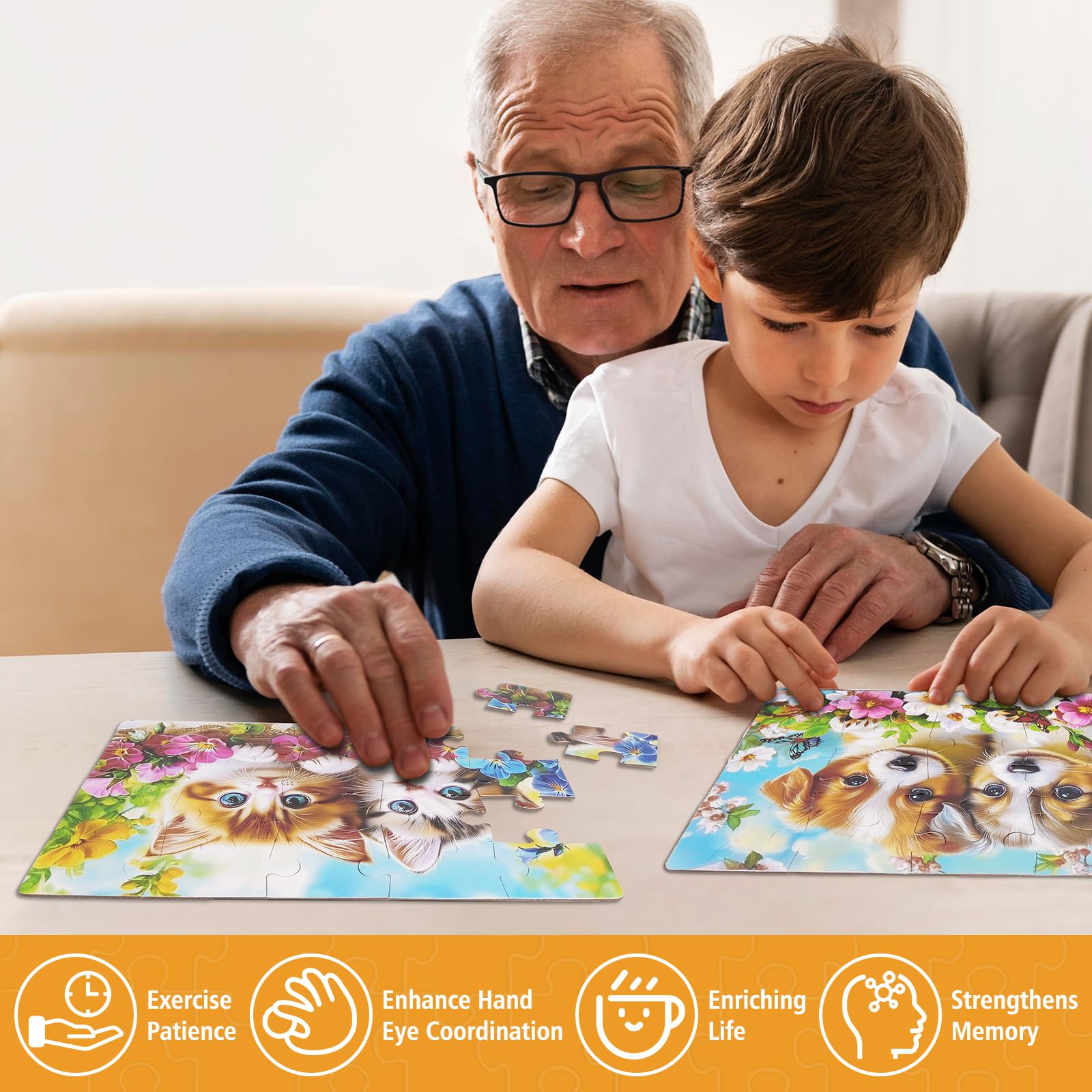 snspolt pets puzzles 20-piece set encourages gentle engagement with familiar animals.