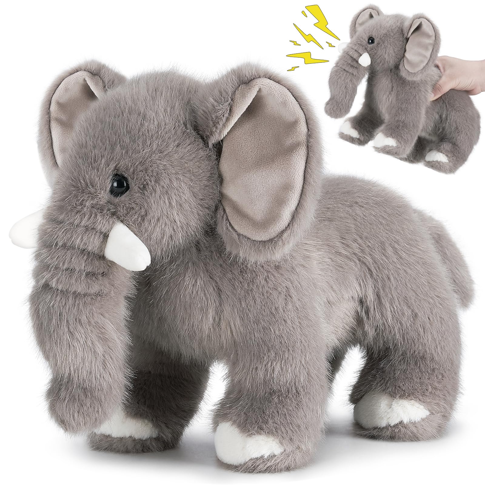 SnugBibble elephant plush with ultra-soft fur, perfect for cuddling and comfort.
