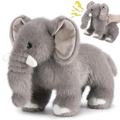 SnugBibble elephant plush with ultra-soft fur, perfect for cuddling and comfort.