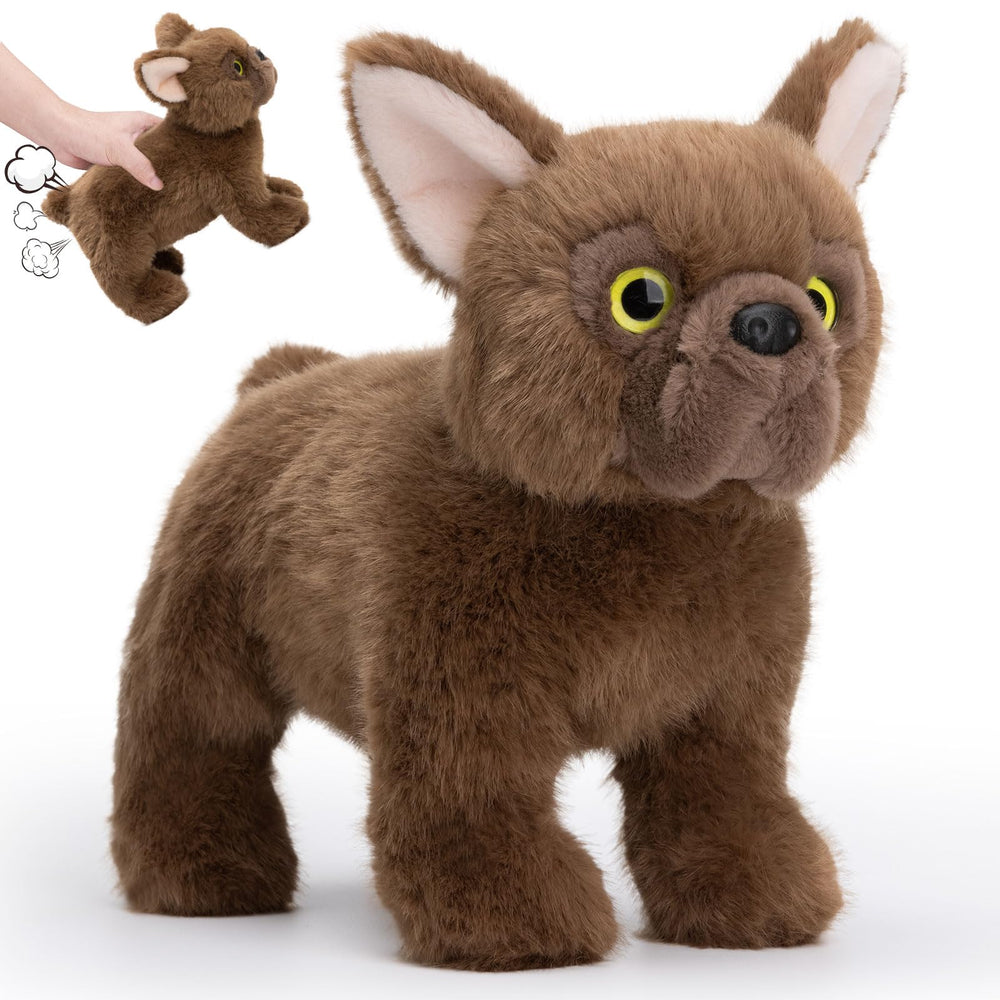 SnugBibble farting dog plush front view showing playful design and built-in sounds.