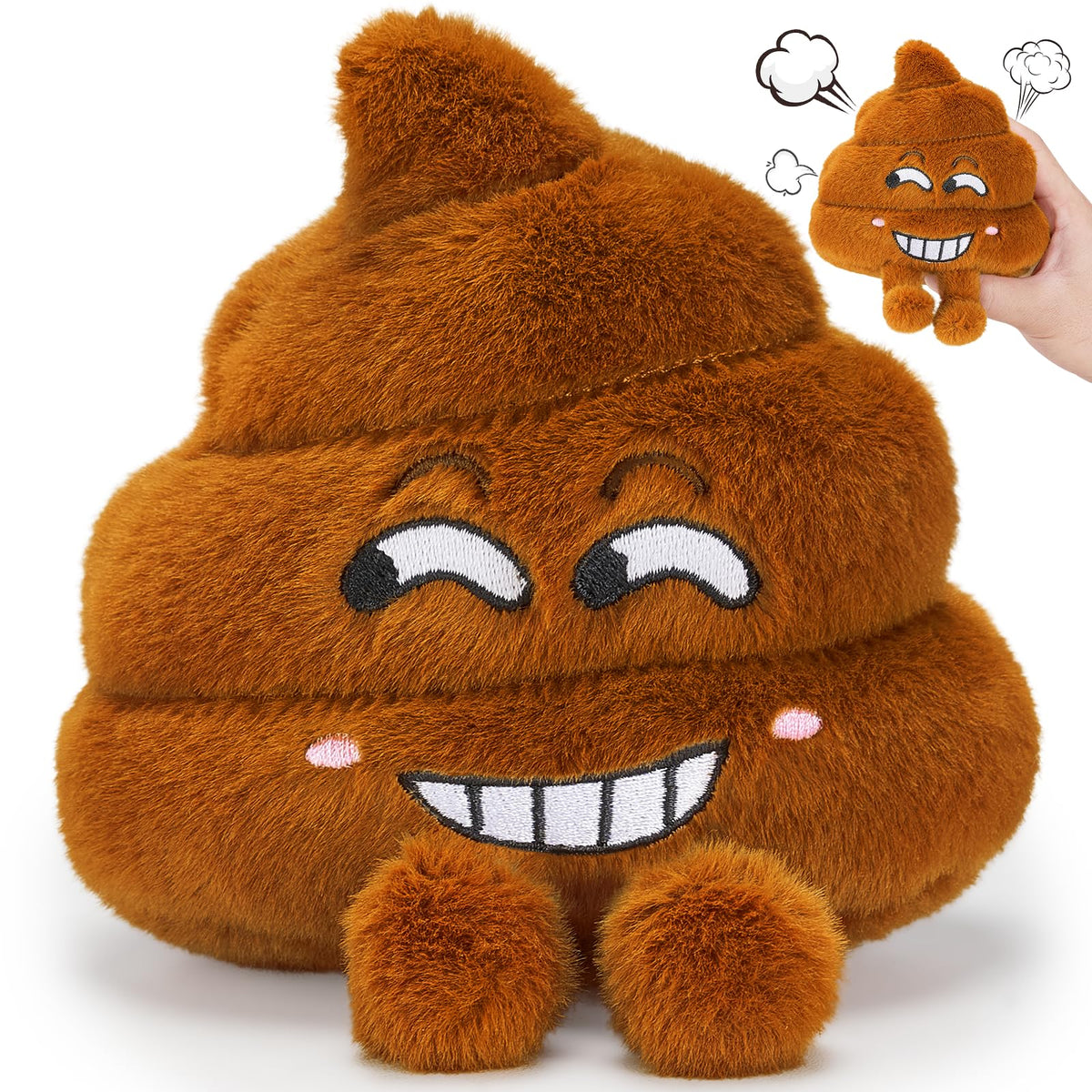 SnugBibble farting poop plush toy closeup shows soft texture for cozy play
