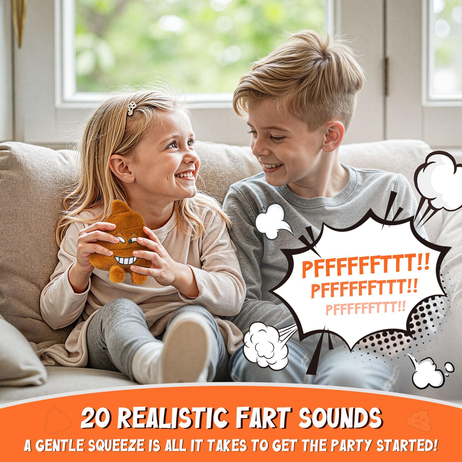 SnugBibble farting poop plush toy sound button detail for instant laughs
