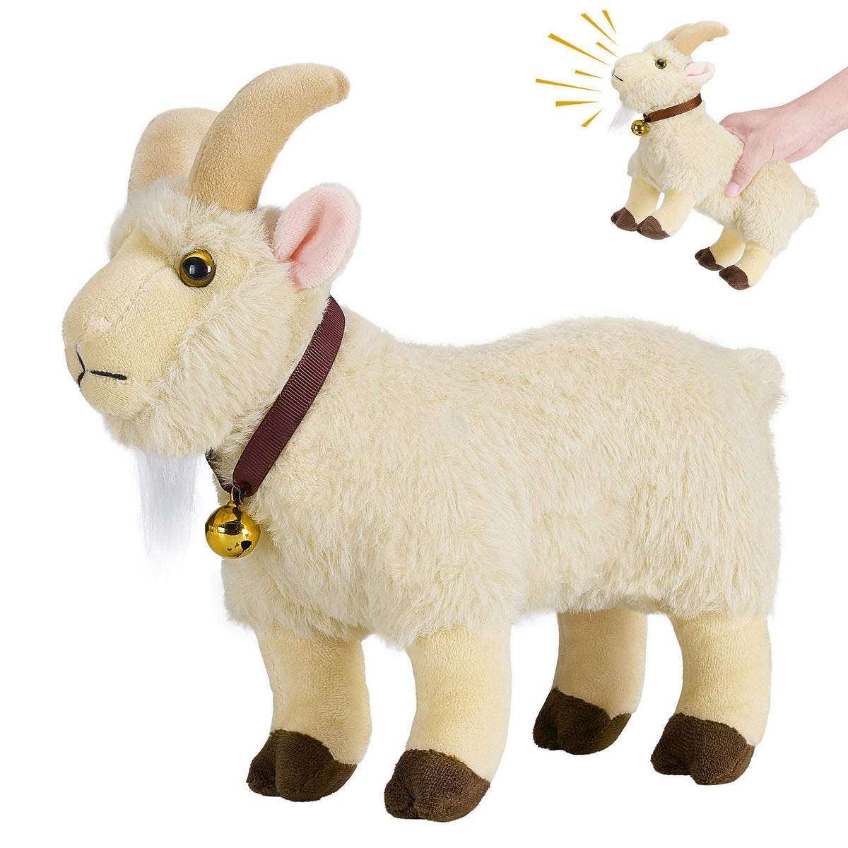 SnugBibble Screaming Goat Plush front view for playful office prank potential.