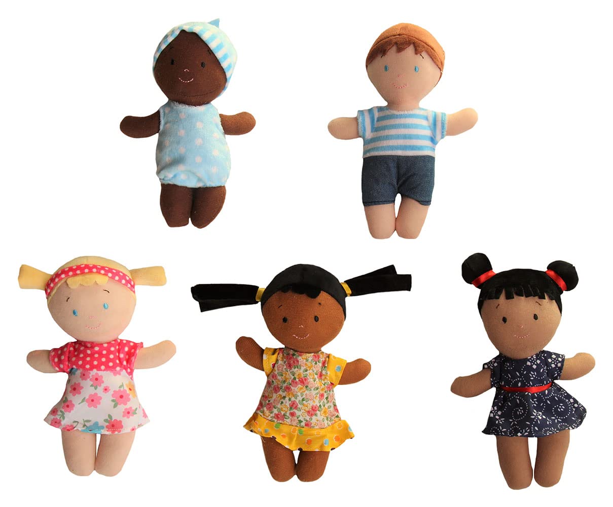 Snuggle Stuffs dolls wearing colorful outfits to inspire friendship in preschool