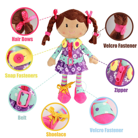 Sugar Snap doll buttons help toddlers learn fastening with confidence