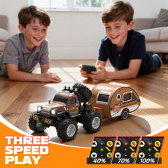 Snugzy mini RC car front lights illuminate indoor and outdoor races.