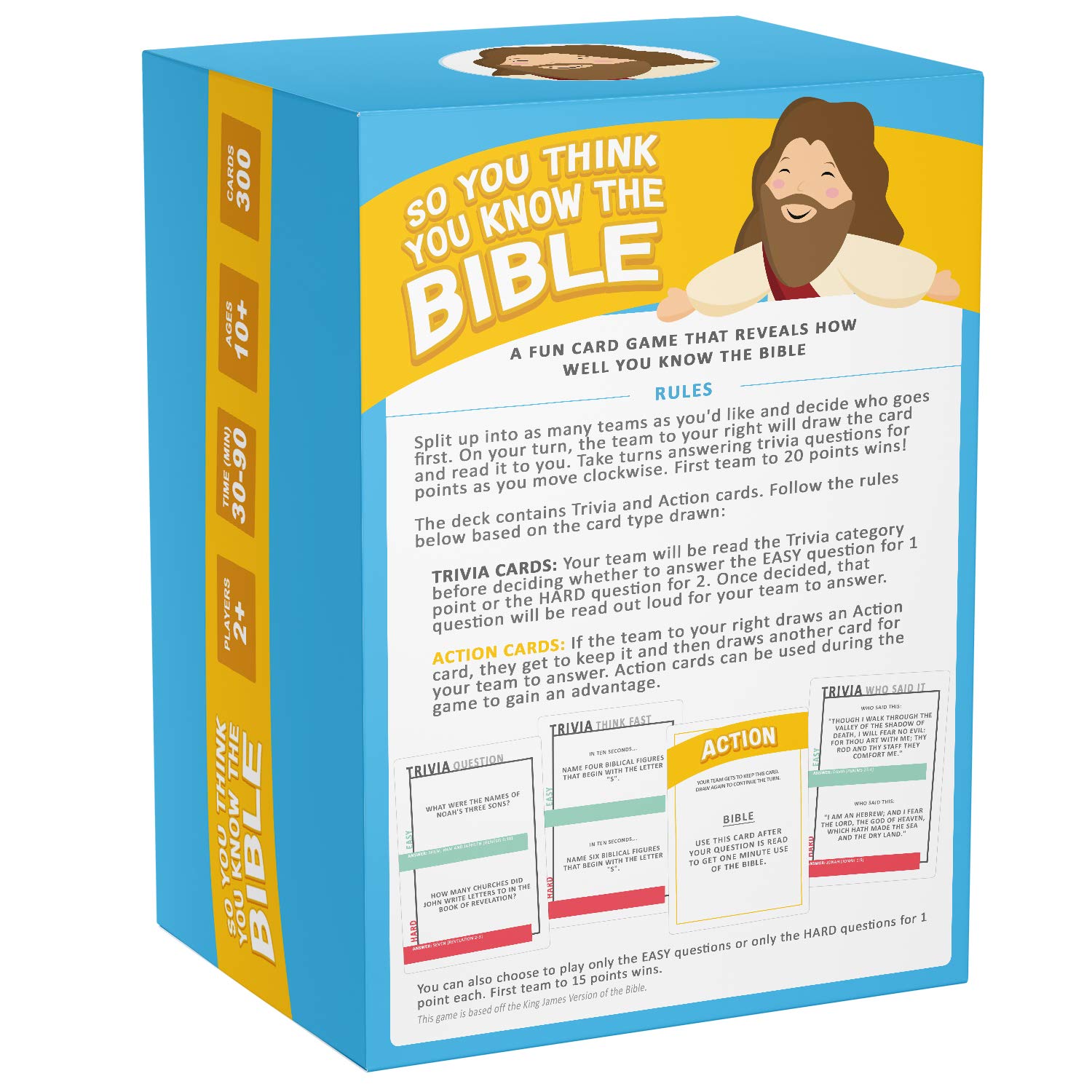 SO YOU THINK YOU KNOW THE BIBLE game-night setup image demonstrates easy setup for plays.