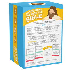SO YOU THINK YOU KNOW THE BIBLE game-night setup image demonstrates easy setup for plays.