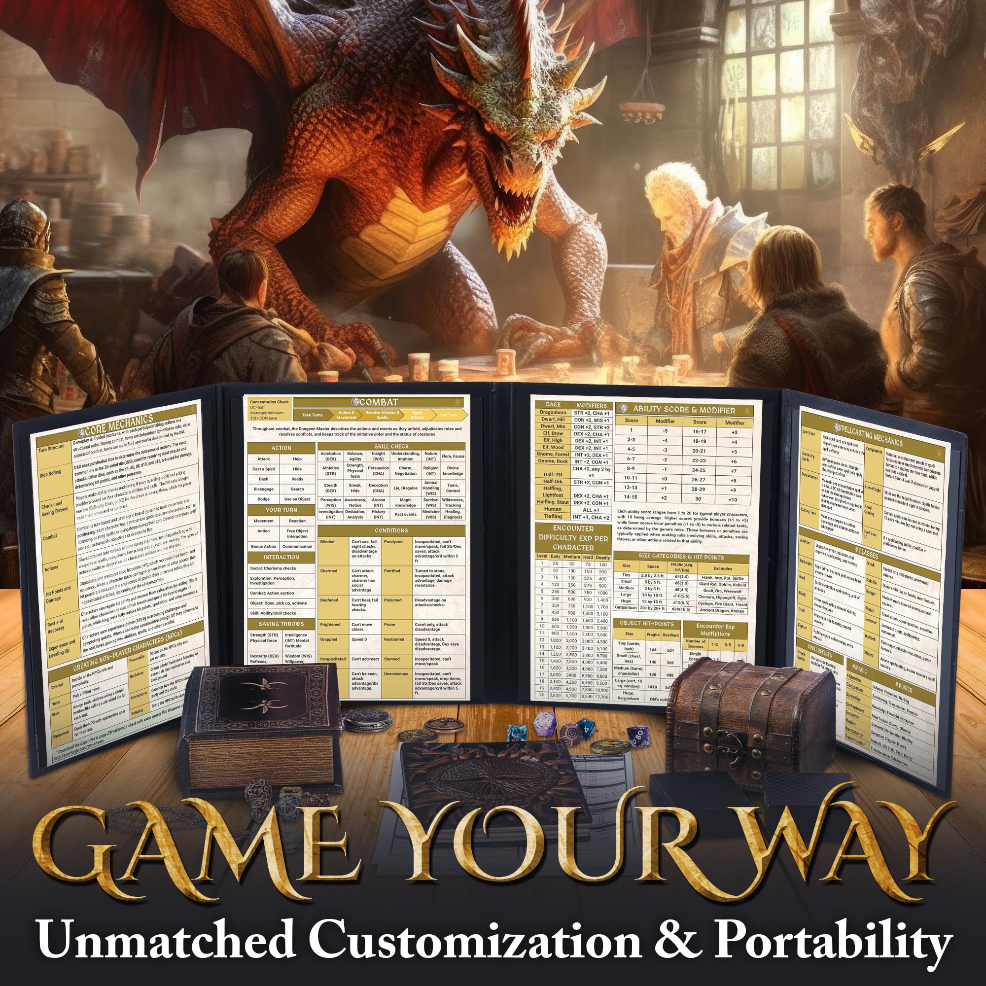 Soar Forge DM Screen quick reference pockets speed up gameplay