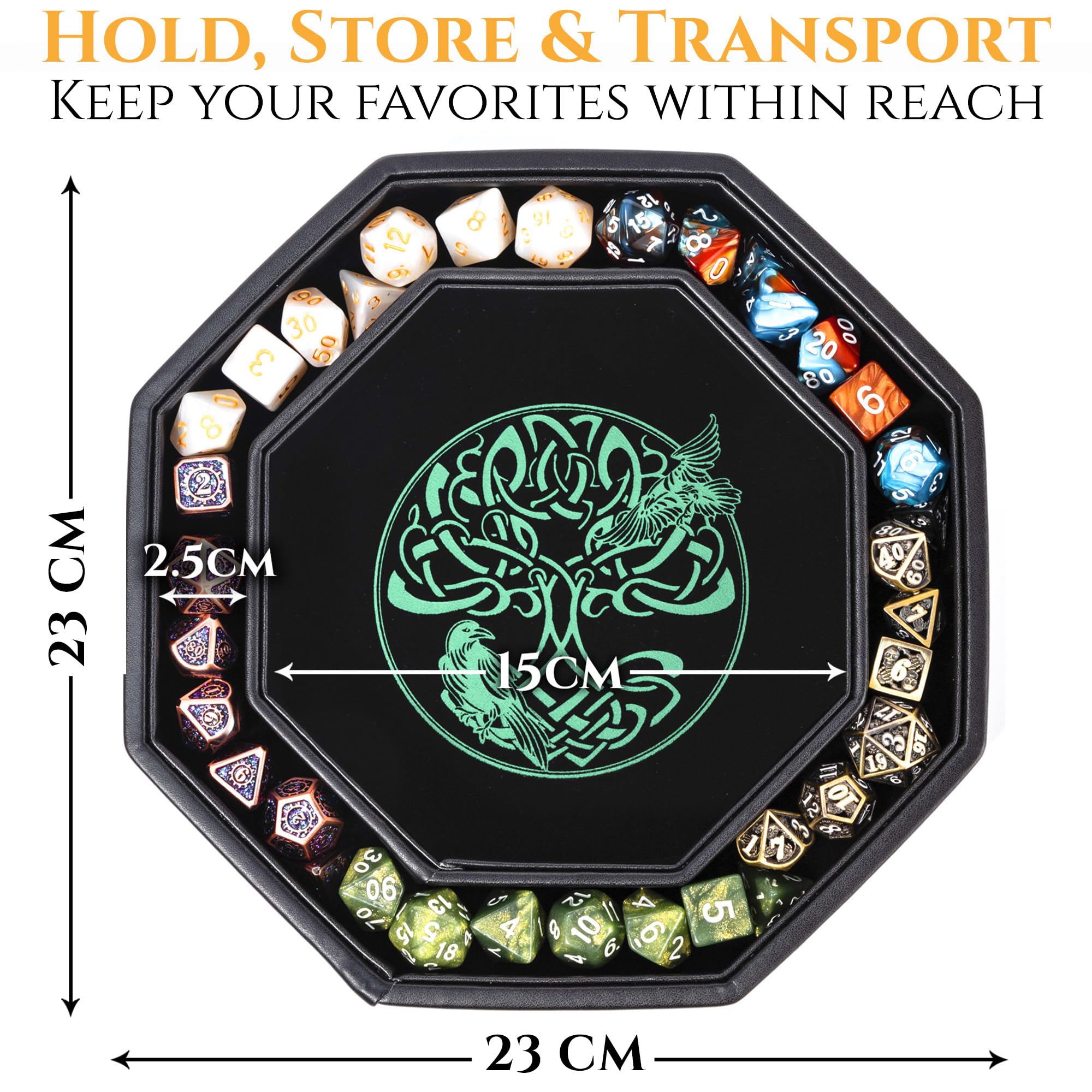 Soar Forge DND Dice Tray velvet inner lining reduces noise during rolls.