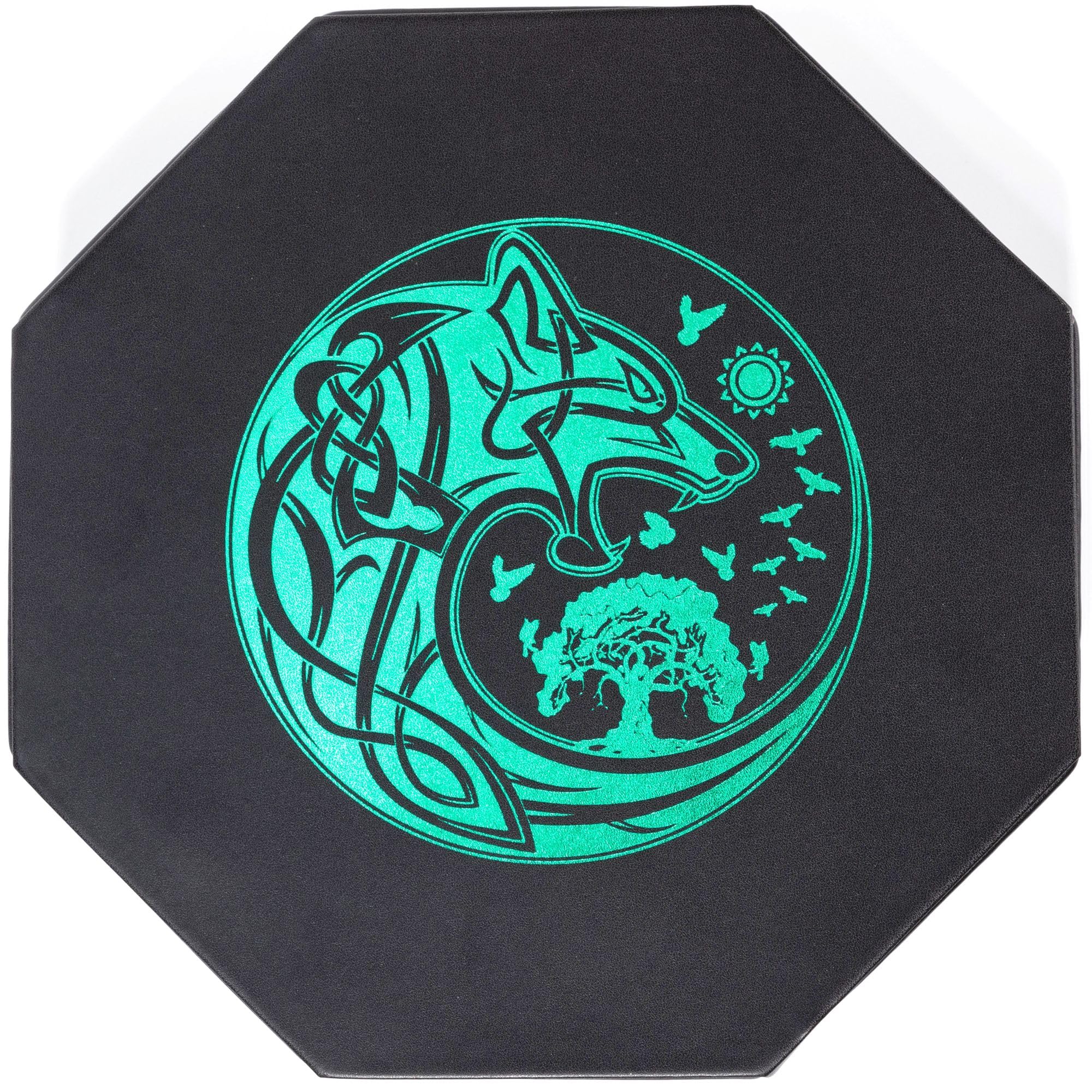 Soar Forge DND Dice Tray with Wolf & Raven artwork lid, stylish protection for tables.