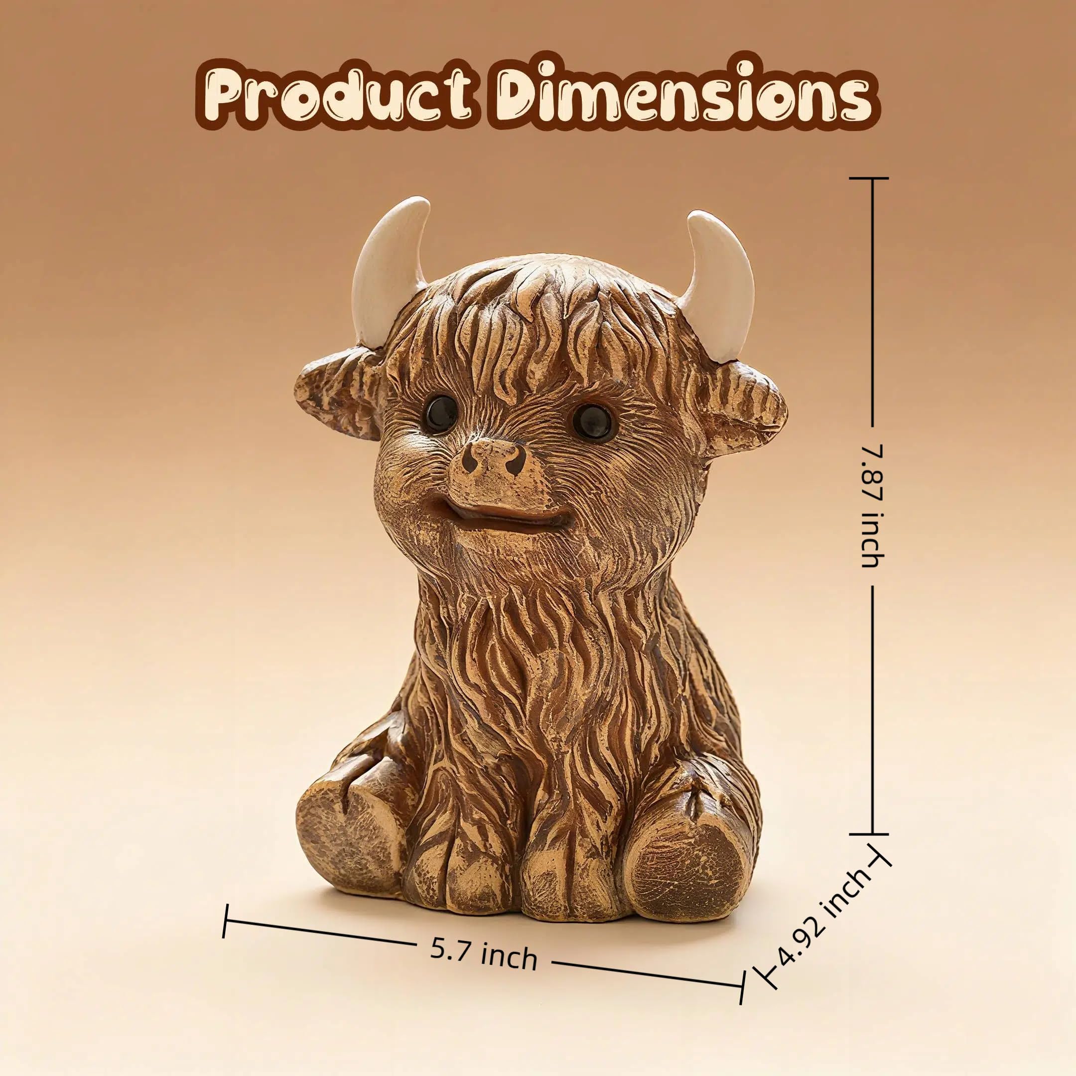 SOBEIT Highland Cow piggy bank desk display, cute decor that saves.