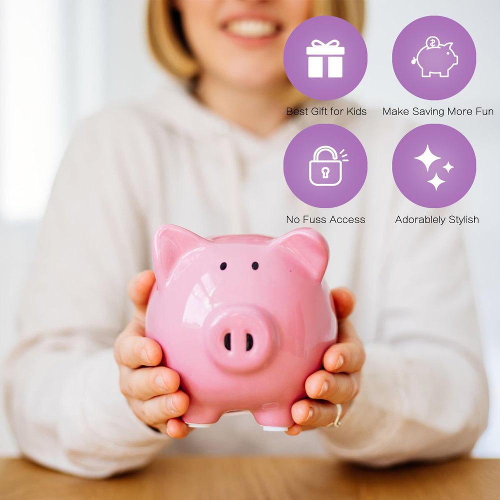 SOBEIT piggy bank glazed surface close up emphasizing glassy luster and easy cleaning