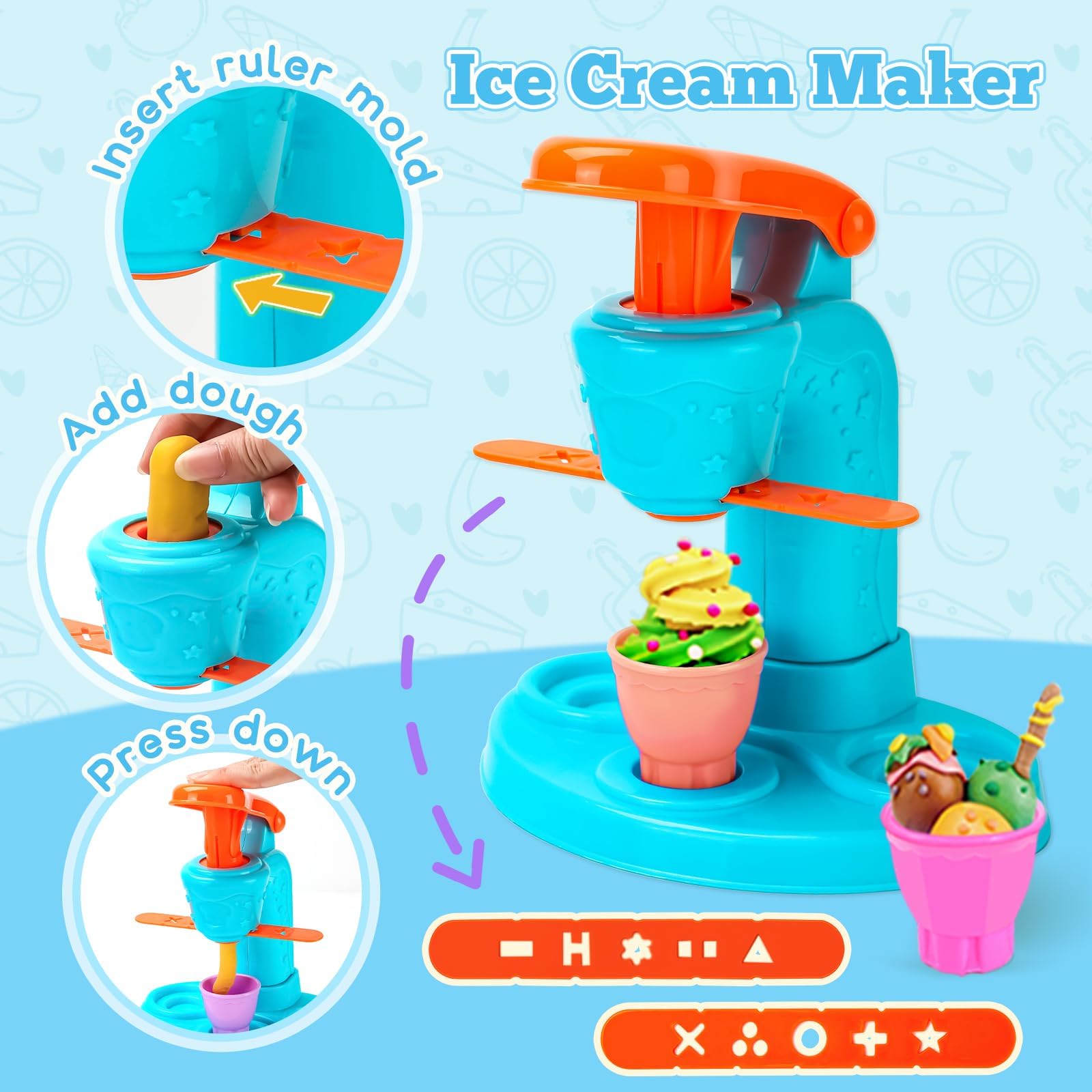 SOCBTNSO 3-in-1 dough set noodle machine encourages creativity and hand-eye coordination.