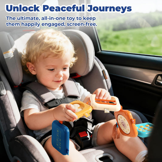SOCBTNSO Busy Board carry strap enables portable toddler play