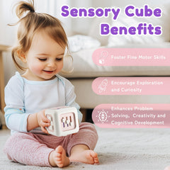 SOCBTNSO Busy Cube features sanded edges for safer exploration.