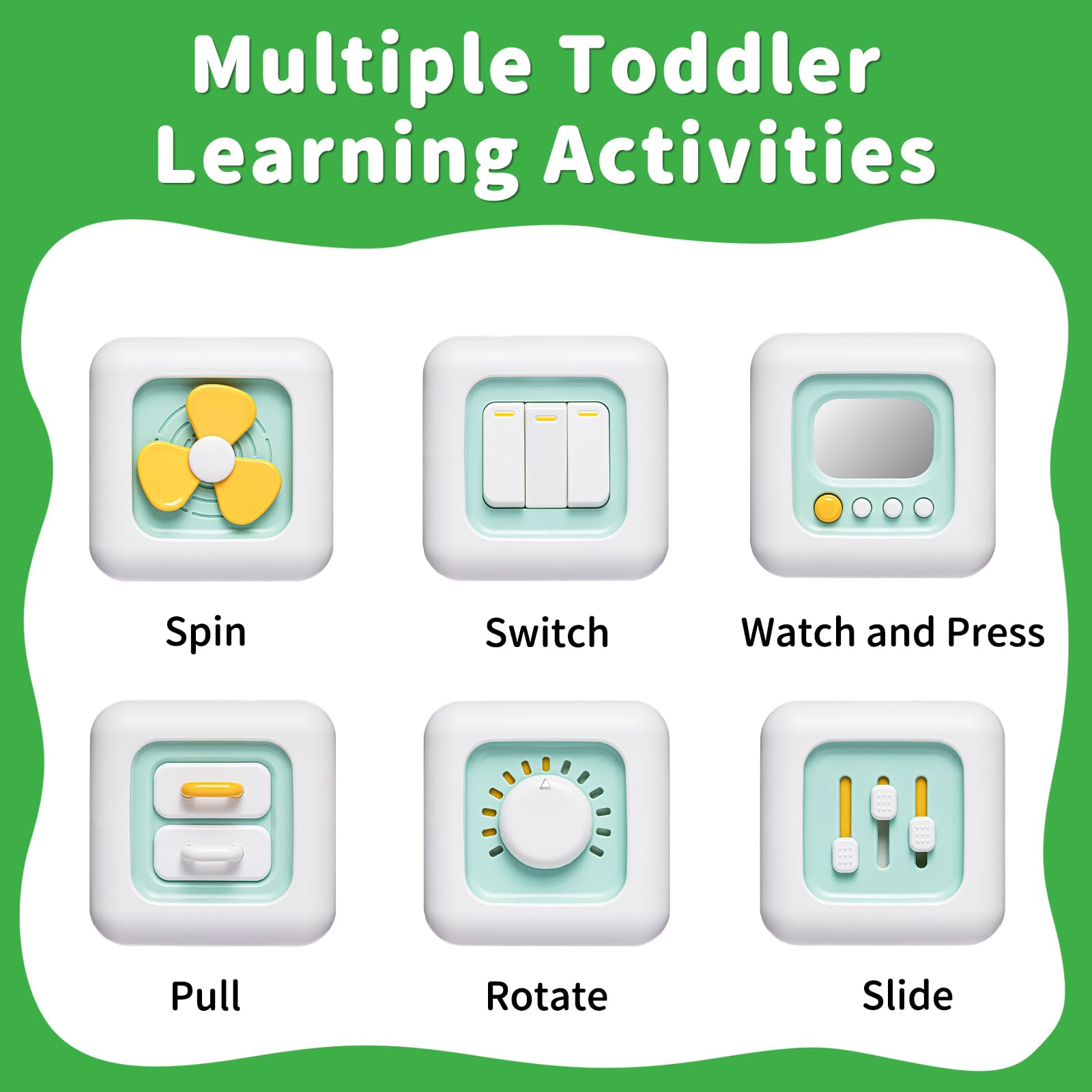 SOCBTNSO Busy Cube Toy highlights travel-friendly design for car trips and flights.