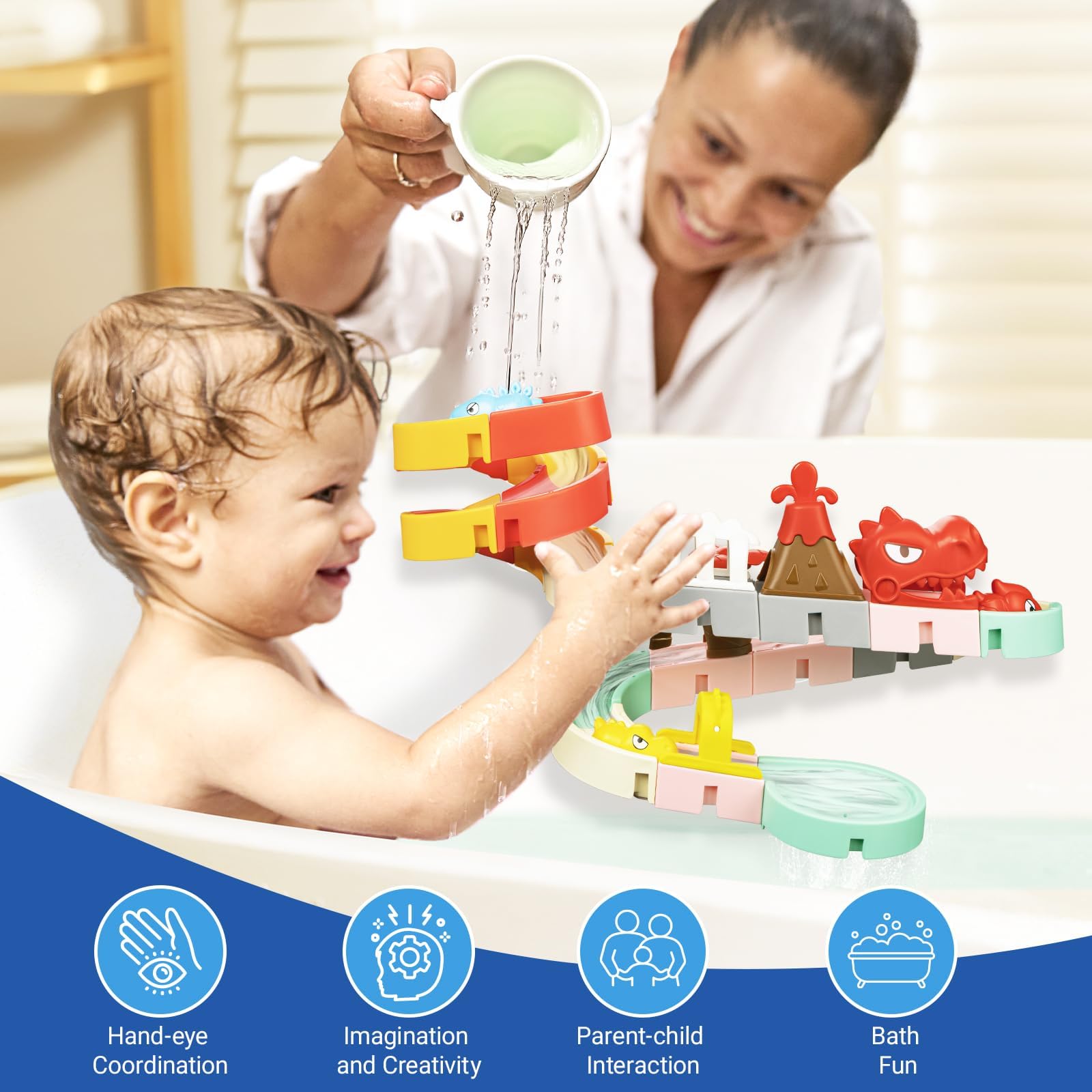 SOCBTNSO Dinosaur Slide Toys with three colorful dinos for creative play.