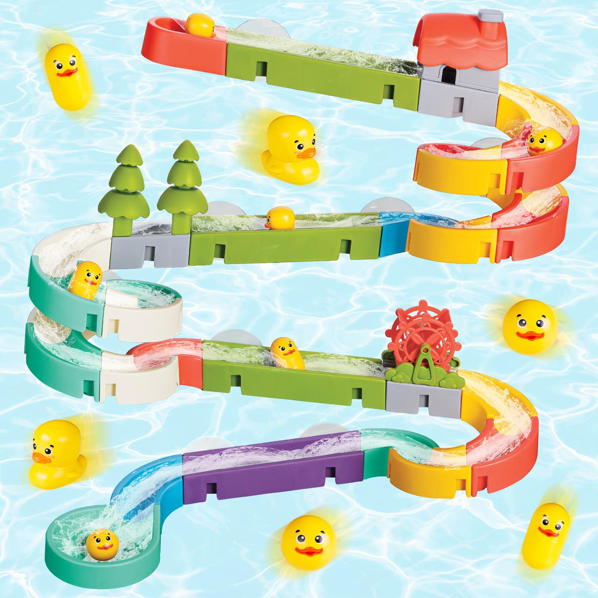 SOCBTNSO Duck Slide wall track toy for bath time fun and focus