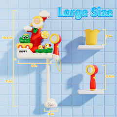SOCBTNSO FlowFun wall mount design saves bathroom space and keeps toys accessible.
