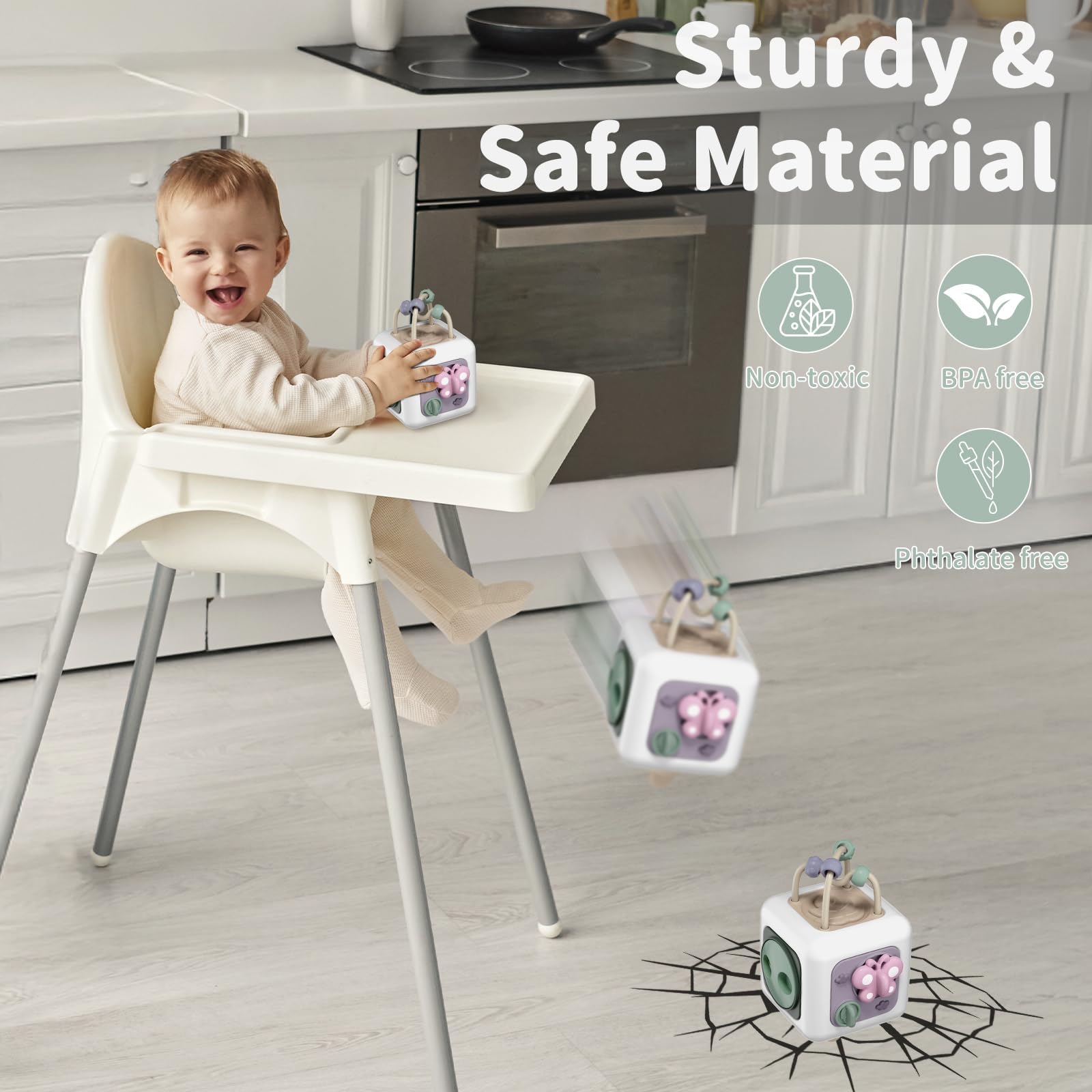 SOCBTNSO Busy Cube uses non-toxic BPA-free materials.