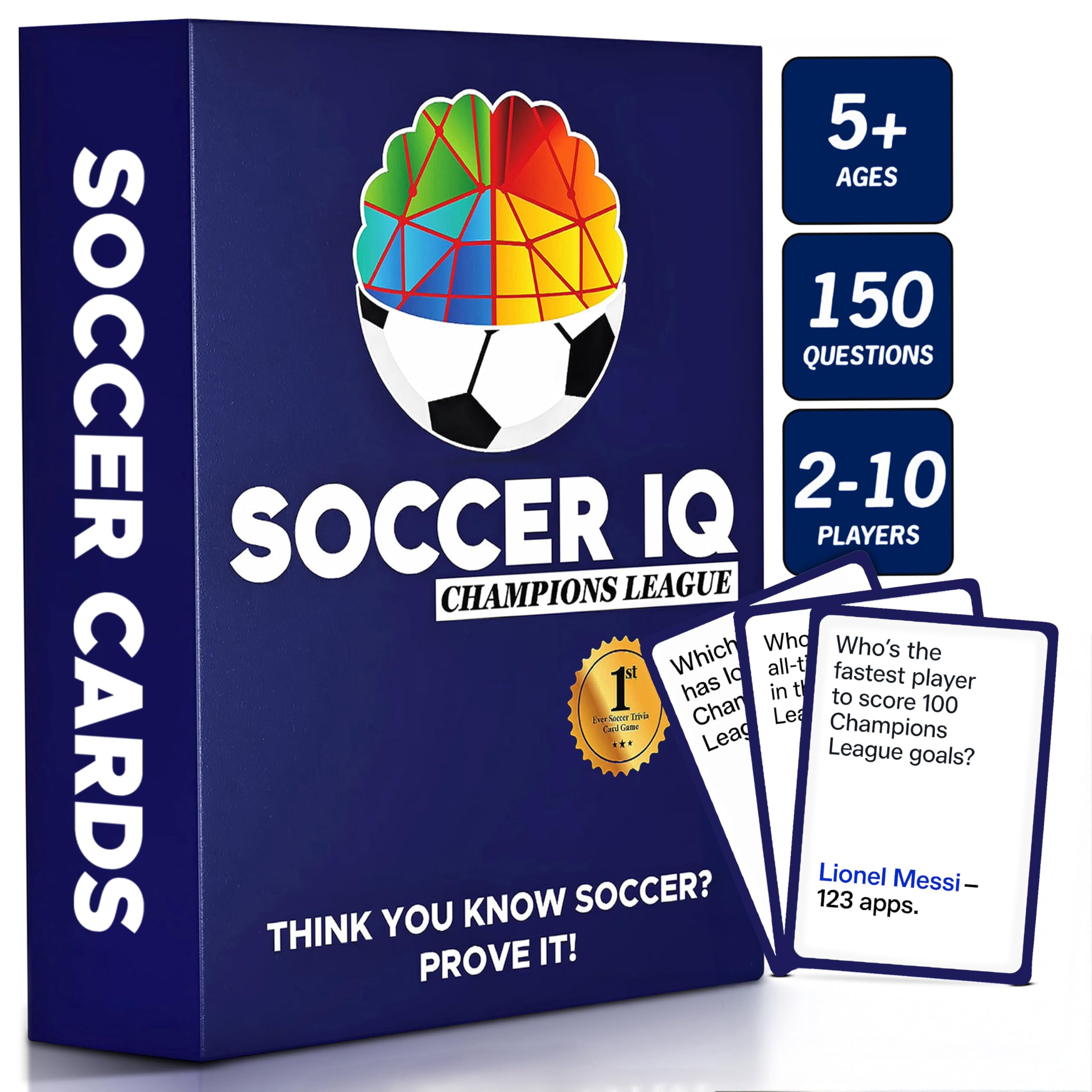 SOCCER IQ card set for Champions League trivia, perfect for family game night.