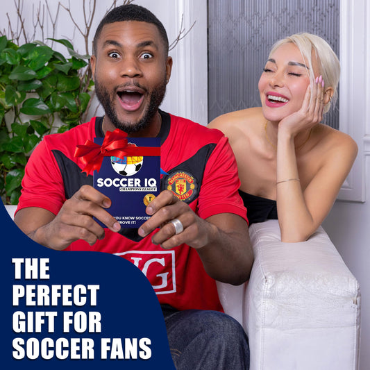 SOCCER IQ trivia cards for quick, exciting rounds during party night.