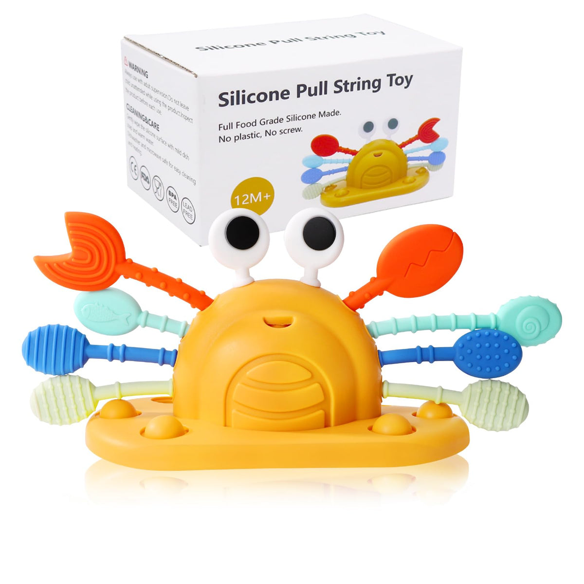 Socub crab pull-string toy with colorful strings for early learning