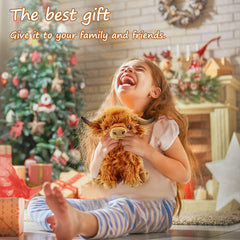 SODWEF Highland cows plush face detail highlights realistic design for imaginative farm play