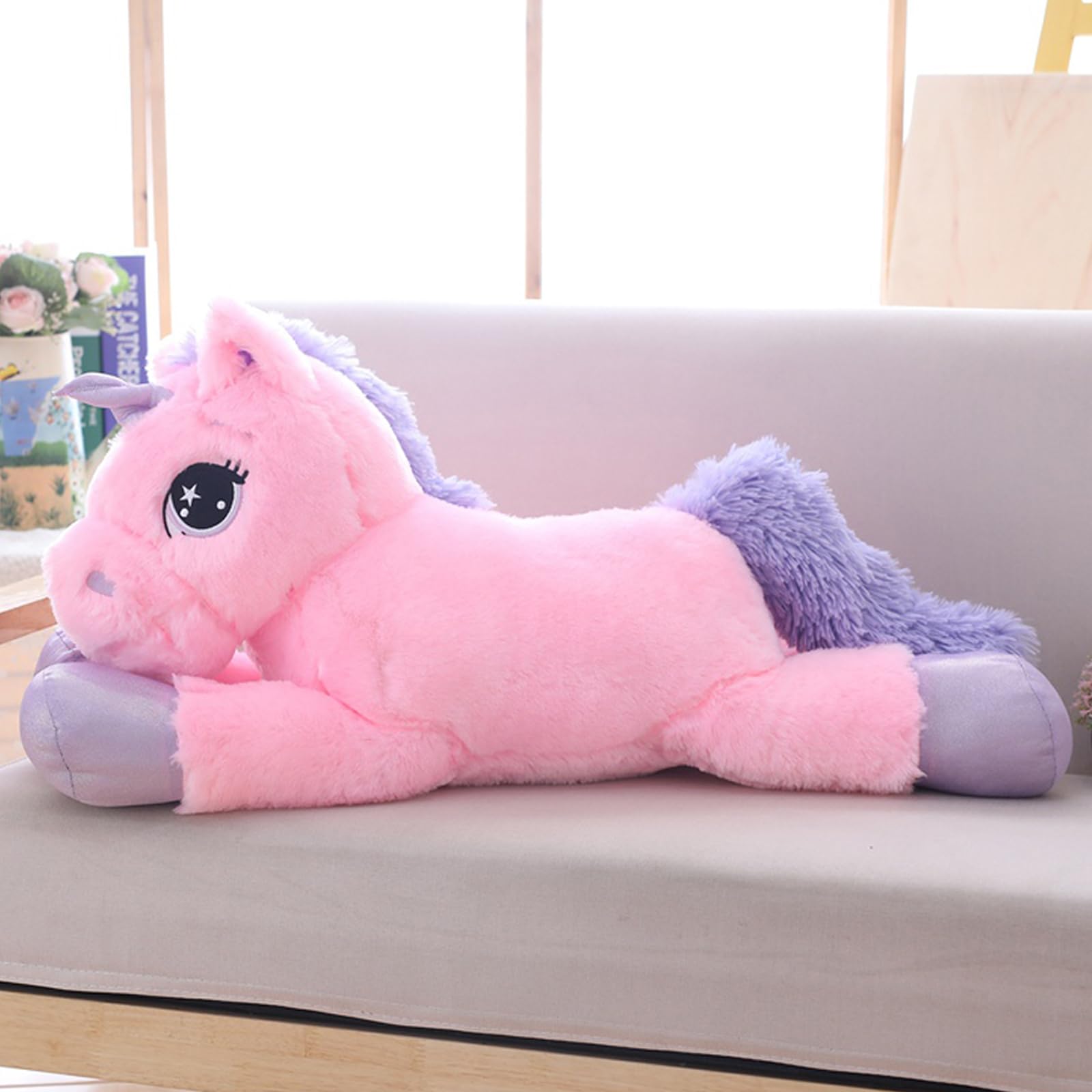 Sofipal big unicorn plush pillow 80 cm, ideal for naps and reading corners.