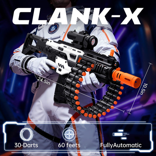 SOFITEN electric toy gun 30-dart drum enables extended play.