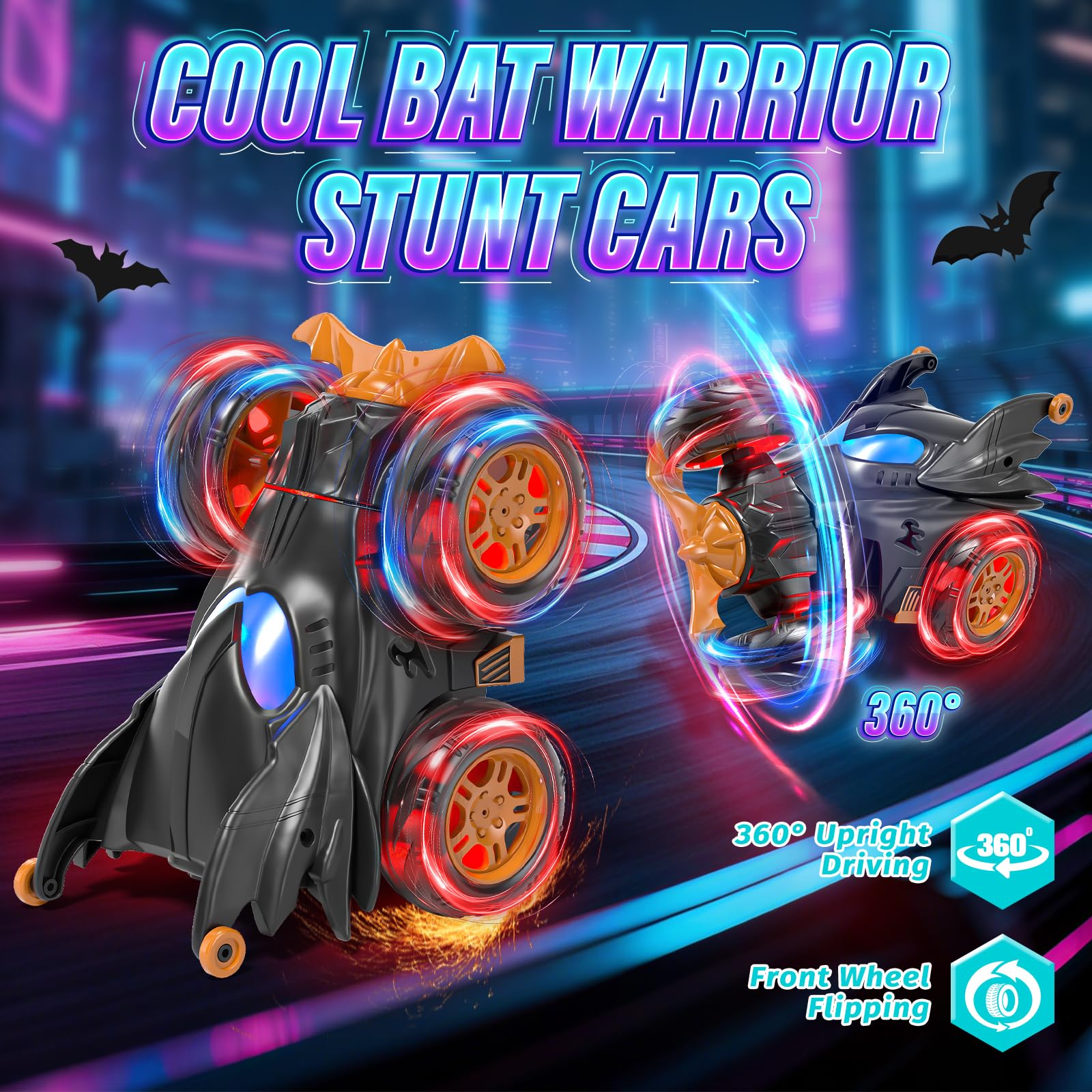 SOGAWEBB bat RC car 360-stunt action for indoor and outdoor fun.