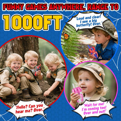 SOGAWEBB kids using walkie talkies outdoors during camping or backyard adventures.