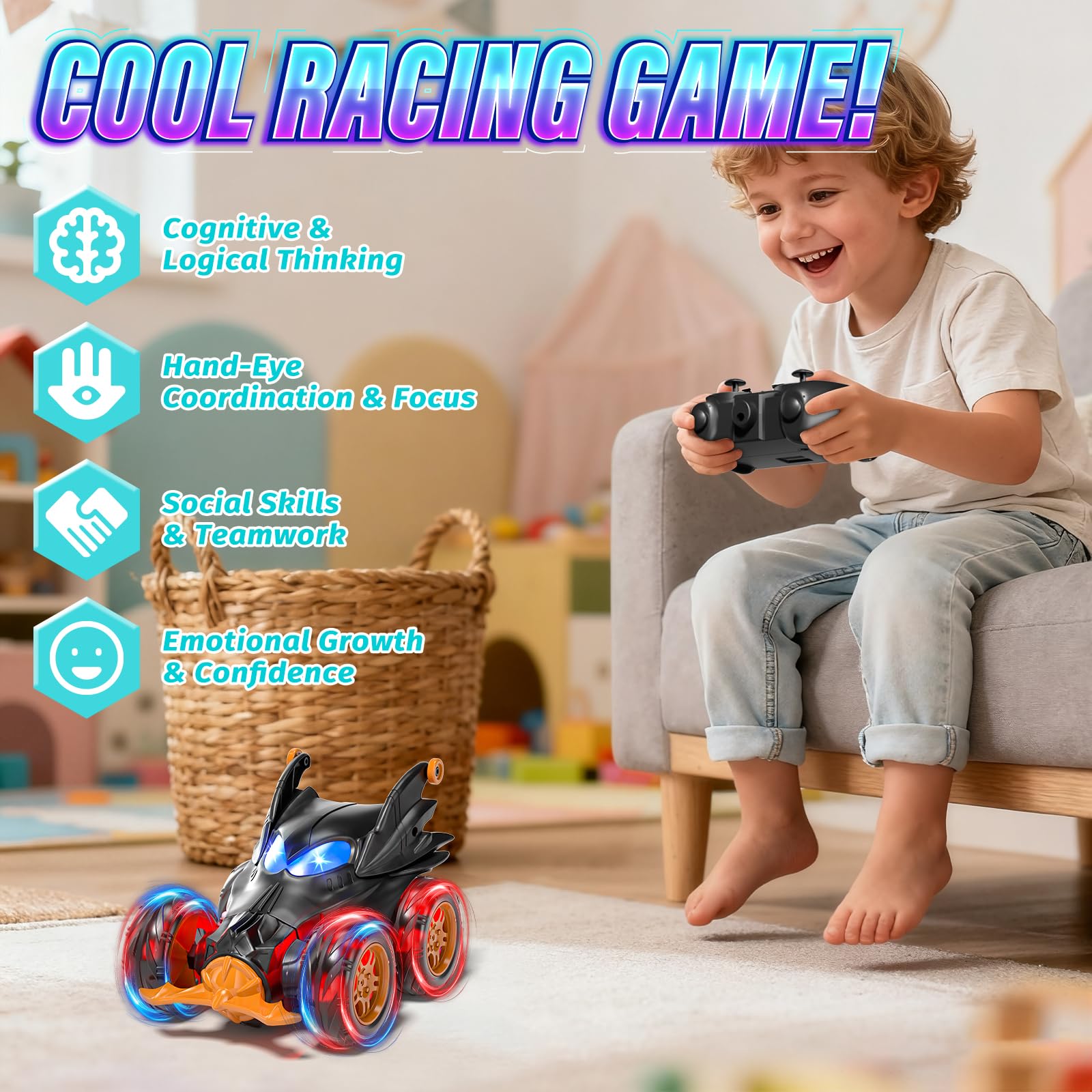 SOGAWEBB bat RC car rechargeable battery for longer play sessions.