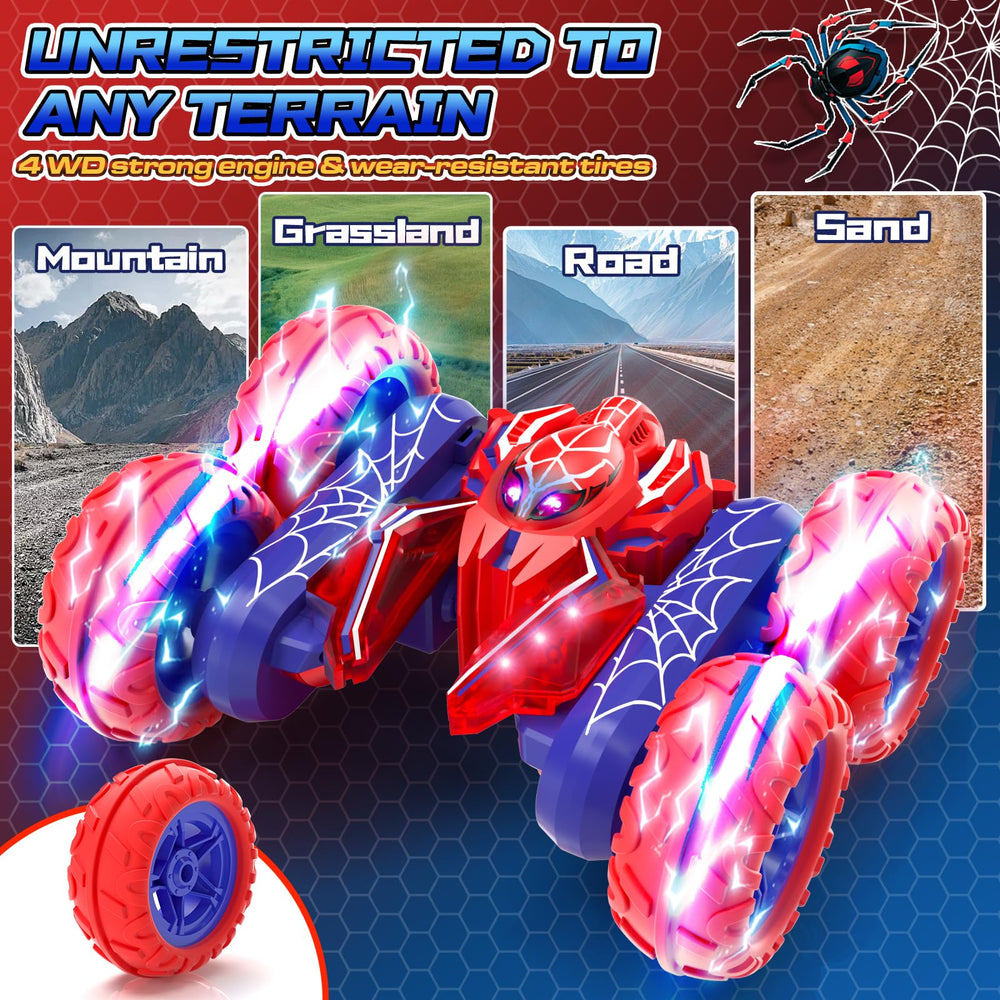 SOGAWEBB Spider RC car features dual 500mAh batteries for longer sessions.