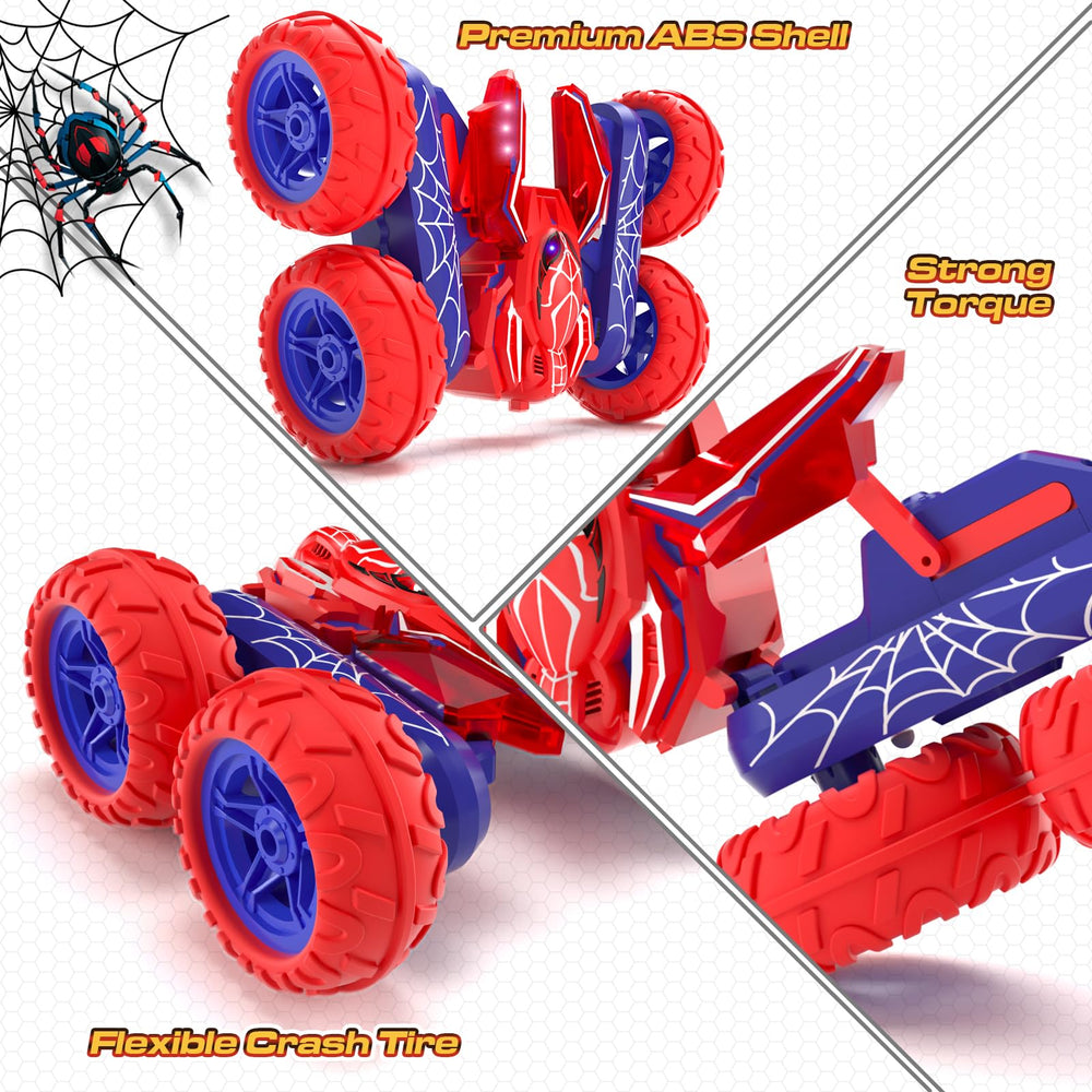 SOGAWEBB Spider RC car with bright LEDs for day and night play.