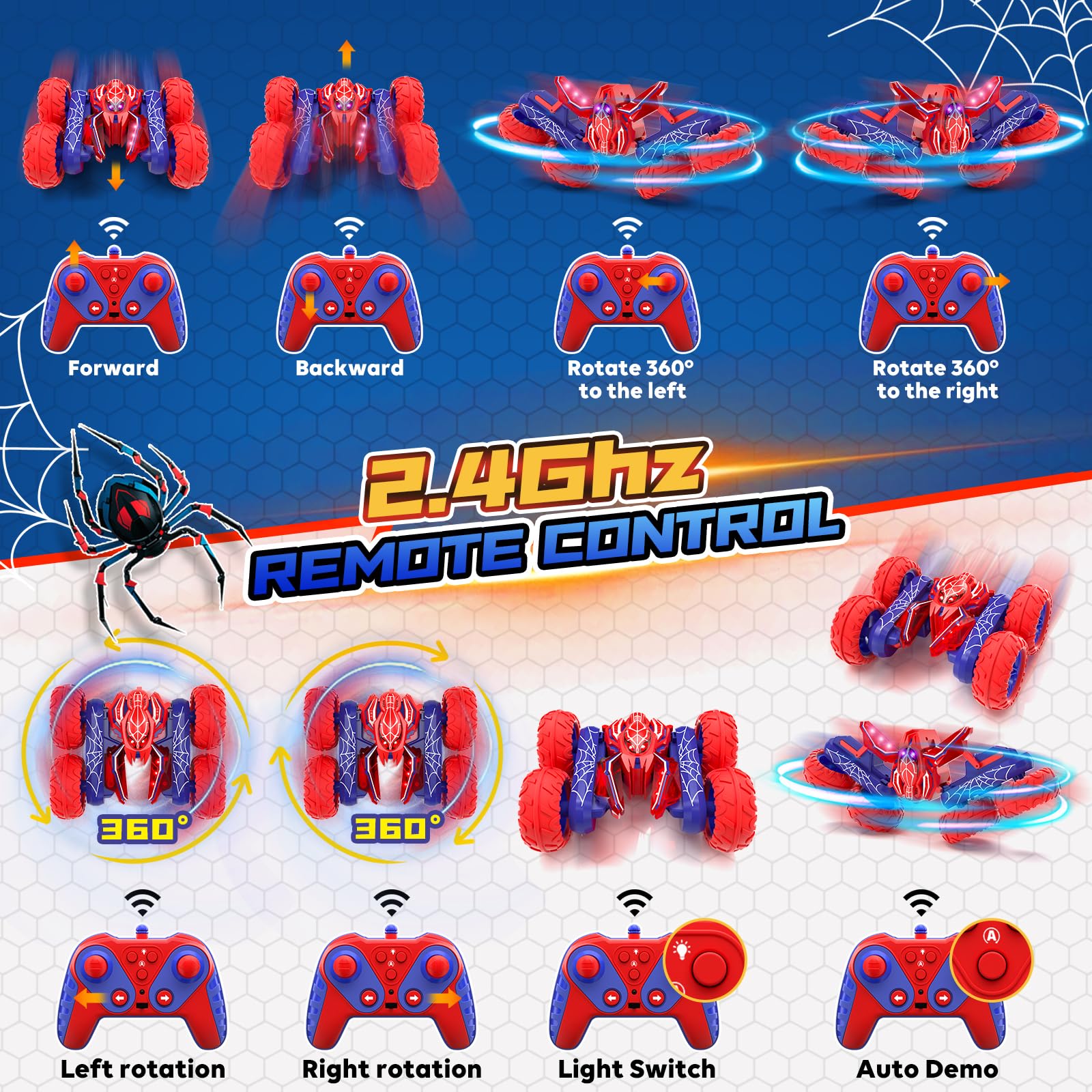 SOGAWEBB Spider RC car supports multiple players for friendly competition.