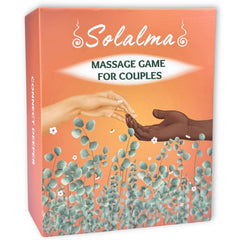 Solalma Massage Game for Couples deck of cards promoting mindful date nights and connection.
