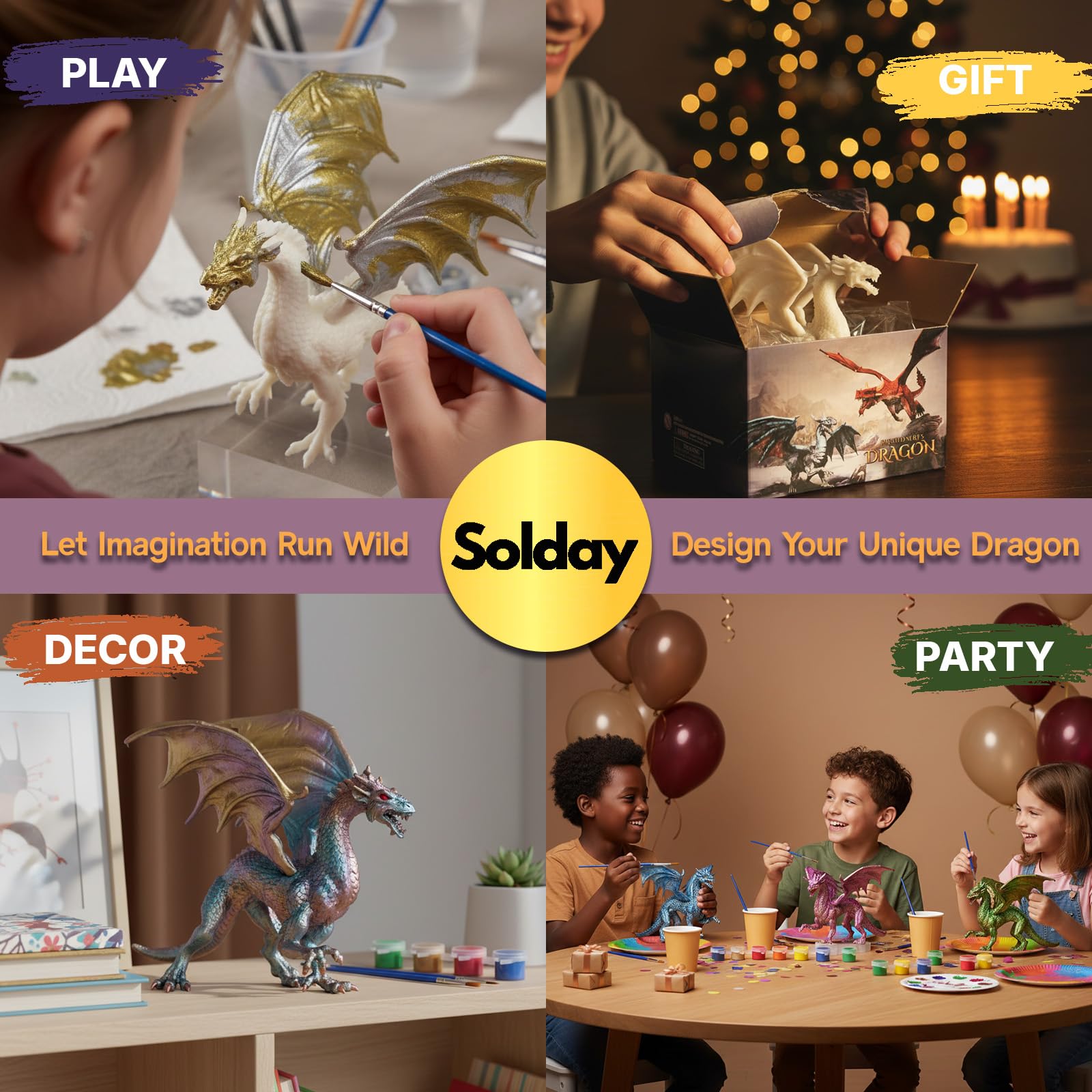 SOLDAY Dragon Toys brushes and palettes enable precise color mixing