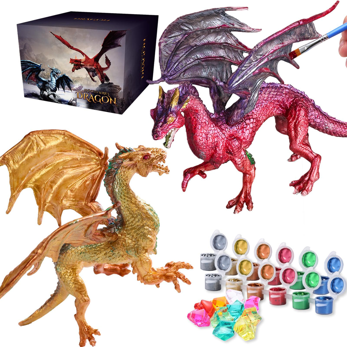 SOLDAY Dragon Toys painting kit with two dragons for imaginative coloring sessions