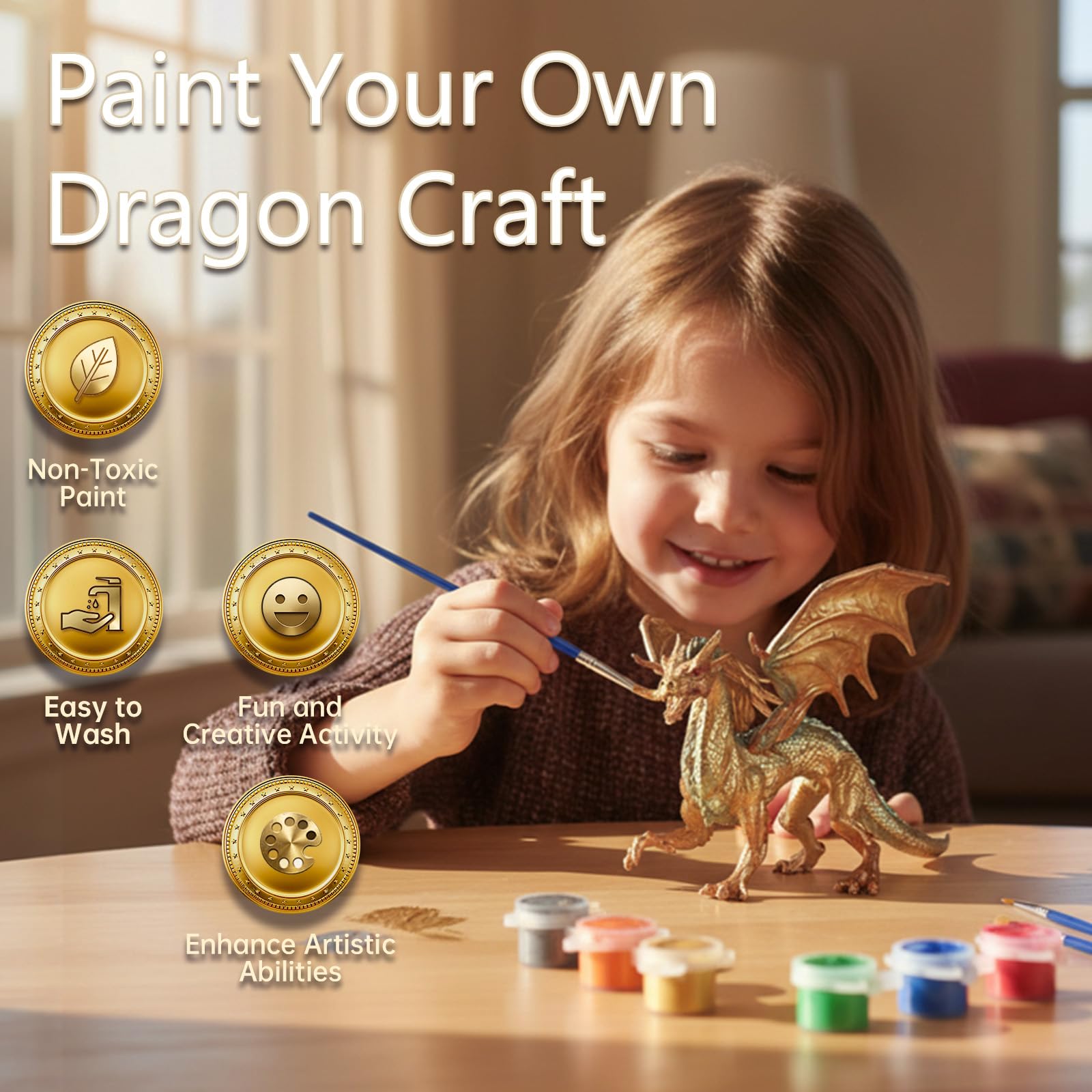 SOLDAY Dragon Toys water-based paints for vibrant, easy-to-clean color adventures