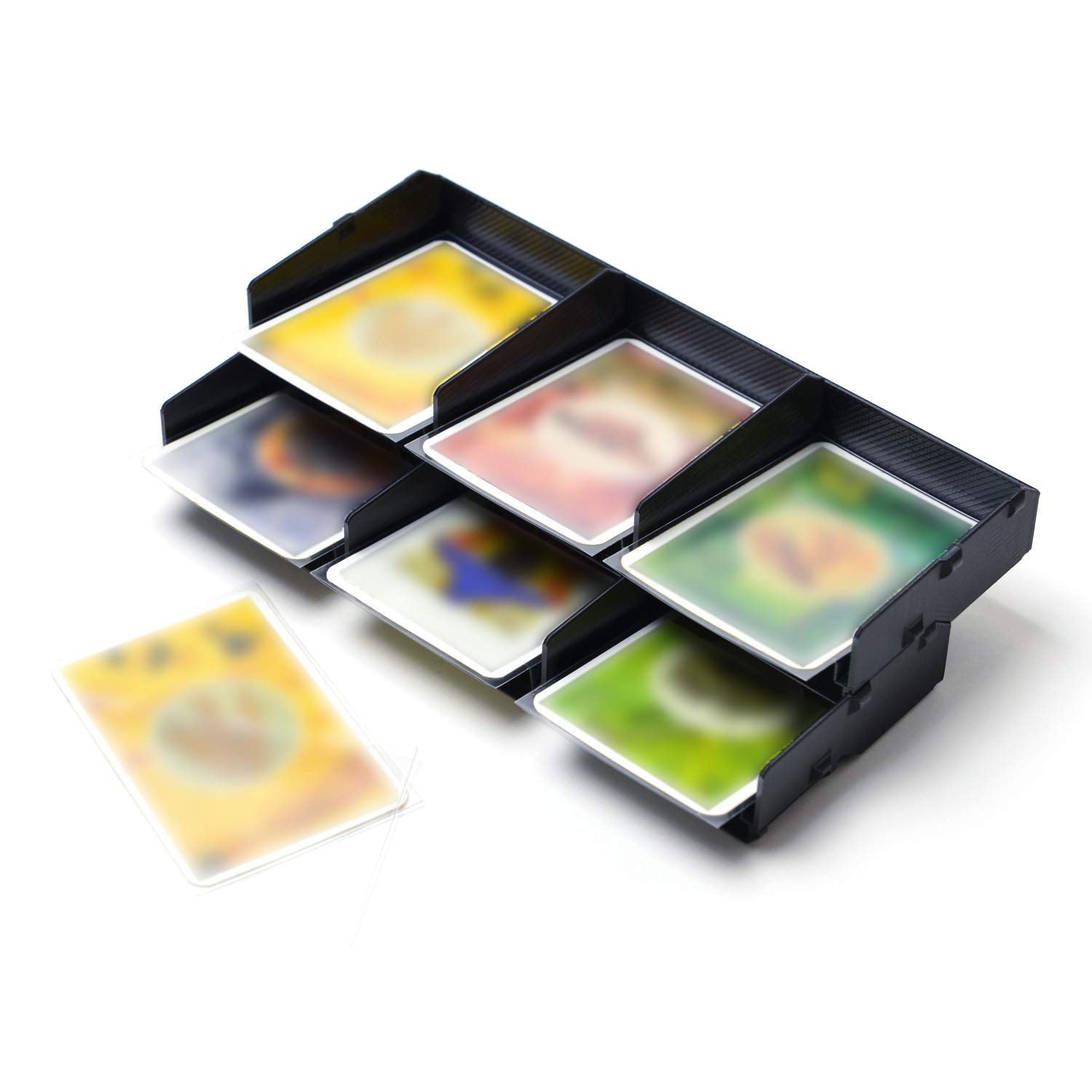 Solid Factory card tray for Settlers neatly organizes sleeved cards.