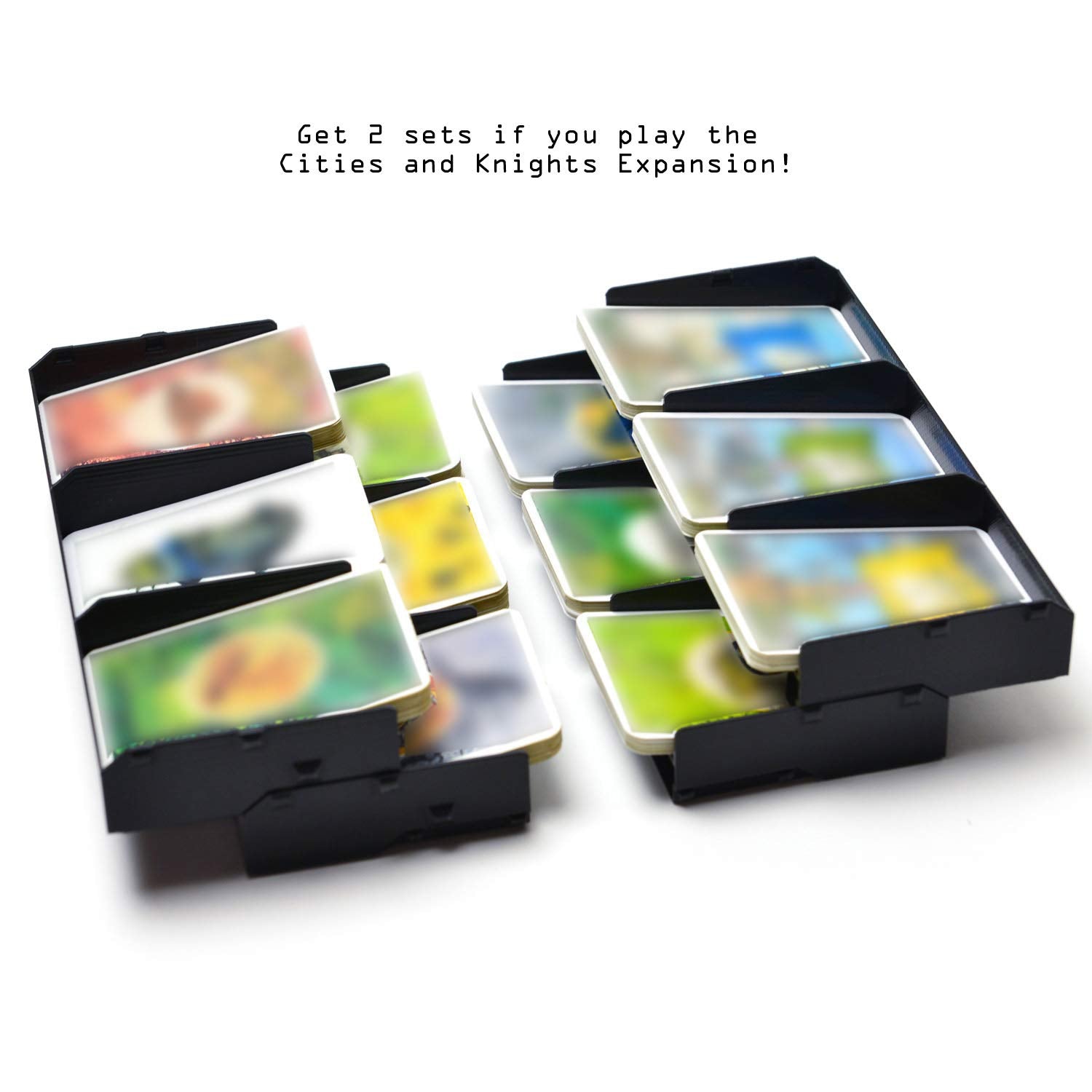 Solid Factory 3-card tray ships as a pair for Cities and Knights.