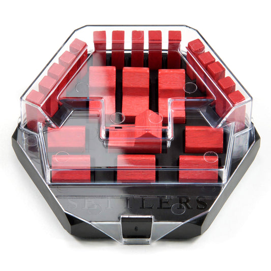 Solid Factory Settlers base-piece holder in black keeps roads, settlements, and cities neatly organized.
