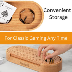 Solid H travel cribbage board in compact design fits small spaces.