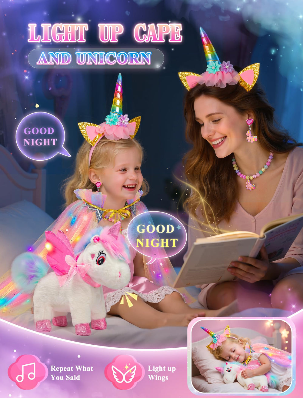 SOLIEHOO unicorn jewelry set for pretend fashion styling