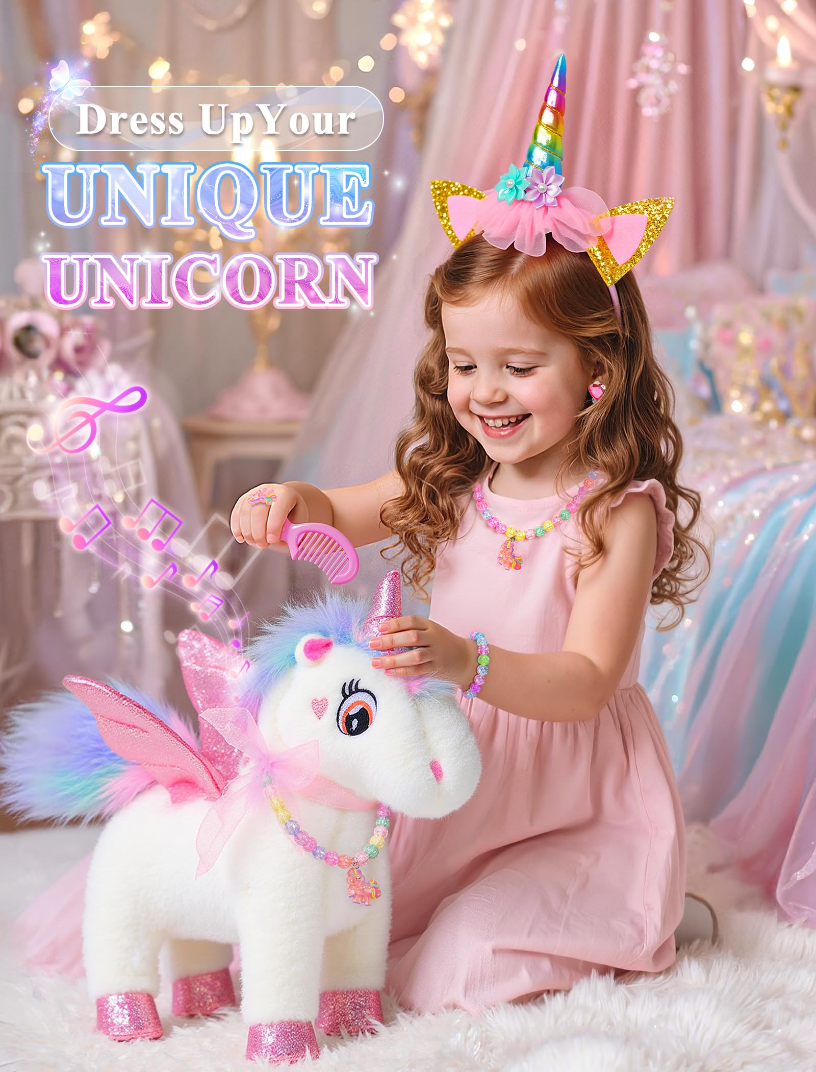 SOLIEHOO unicorn light-up cape glowing in soft room light